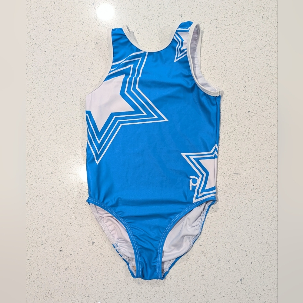 ULTRA SOFT Cute PLUM Gymnastics Dance Leotard Child Medium ELECTRIC Blue STARS ⭐